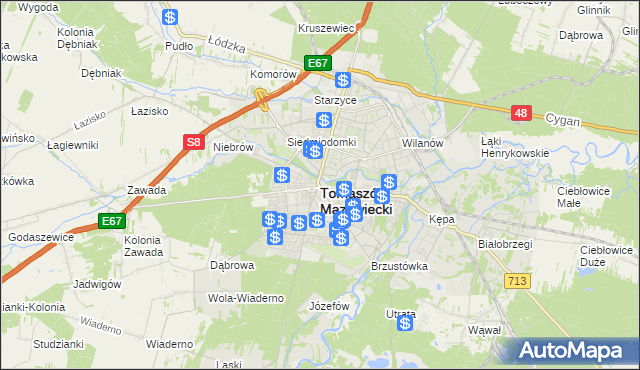 mapa Tomaszów Mazowiecki, Tomaszów Mazowiecki na mapie Targeo