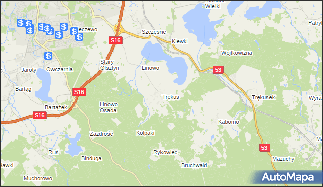 mapa Trękus, Trękus na mapie Targeo