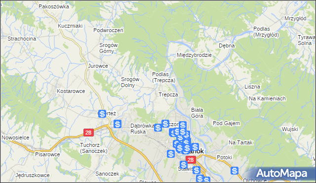 mapa Trepcza, Trepcza na mapie Targeo