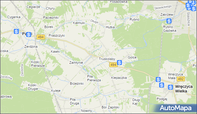 mapa Truskolasy gmina Wręczyca Wielka, Truskolasy gmina Wręczyca Wielka na mapie Targeo
