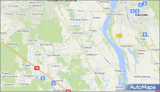 mapa Turowice gmina Konstancin-Jeziorna, Turowice gmina Konstancin-Jeziorna na mapie Targeo