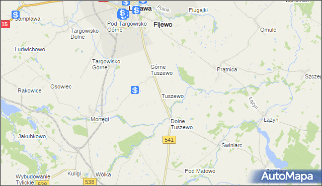 mapa Tuszewo, Tuszewo na mapie Targeo