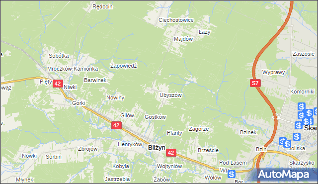 mapa Ubyszów, Ubyszów na mapie Targeo