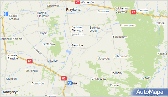 mapa Ugory gmina Dobra, Ugory gmina Dobra na mapie Targeo