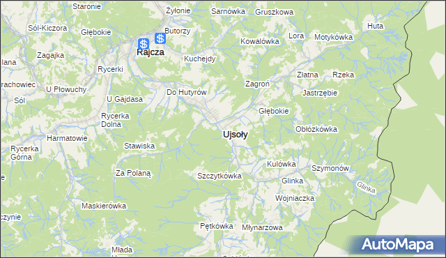 mapa Ujsoły, Ujsoły na mapie Targeo