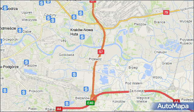 mapa Ulica gmina Kraków, Ulica gmina Kraków na mapie Targeo