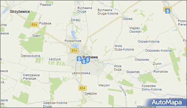mapa Wandzin gmina Bychawa, Wandzin gmina Bychawa na mapie Targeo