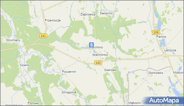 mapa Warchlinko, Warchlinko na mapie Targeo