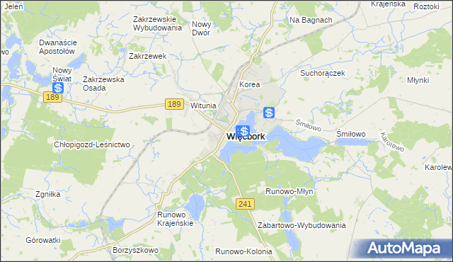 mapa Więcbork, Więcbork na mapie Targeo