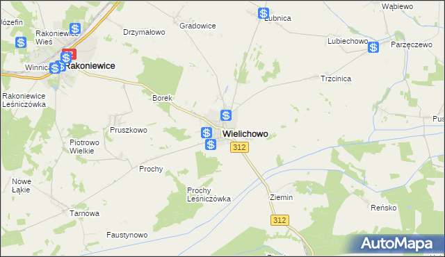 mapa Wielichowo powiat grodziski, Wielichowo powiat grodziski na mapie Targeo