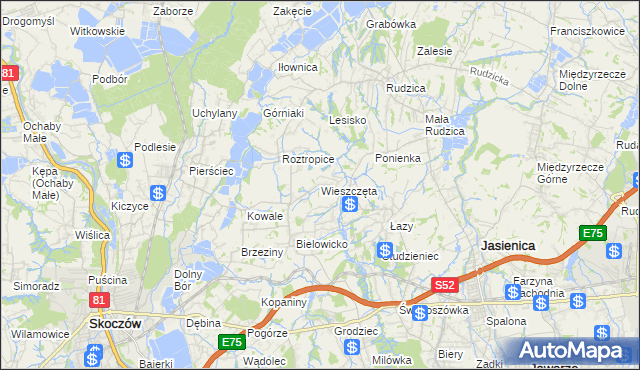 mapa Wieszczęta, Wieszczęta na mapie Targeo