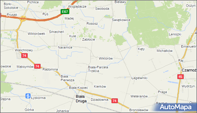 mapa Wiktorów gmina Biała, Wiktorów gmina Biała na mapie Targeo