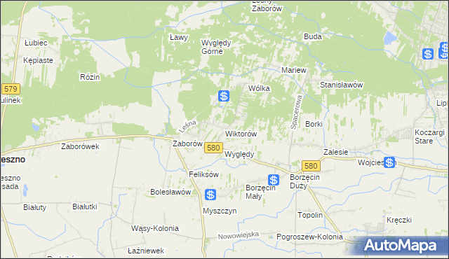 mapa Wiktorów gmina Leszno, Wiktorów gmina Leszno na mapie Targeo