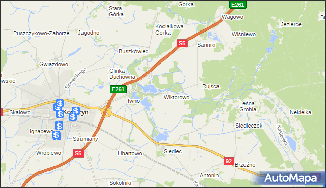 mapa Wiktorowo gmina Kostrzyn, Wiktorowo gmina Kostrzyn na mapie Targeo