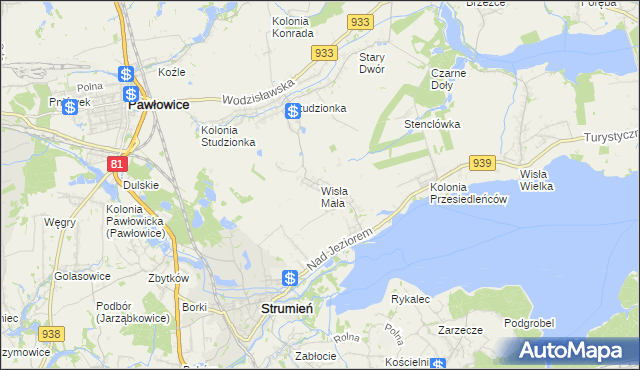 mapa Wisła Mała, Wisła Mała na mapie Targeo