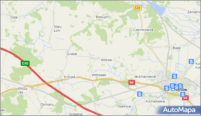 mapa Witków gmina Chojnów, Witków gmina Chojnów na mapie Targeo