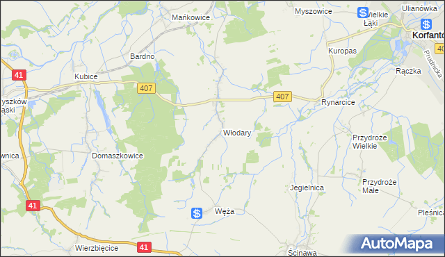 mapa Włodary, Włodary na mapie Targeo