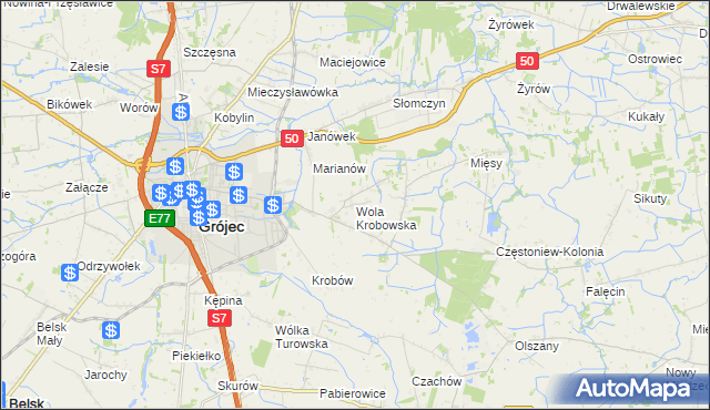 mapa Wola Krobowska, Wola Krobowska na mapie Targeo