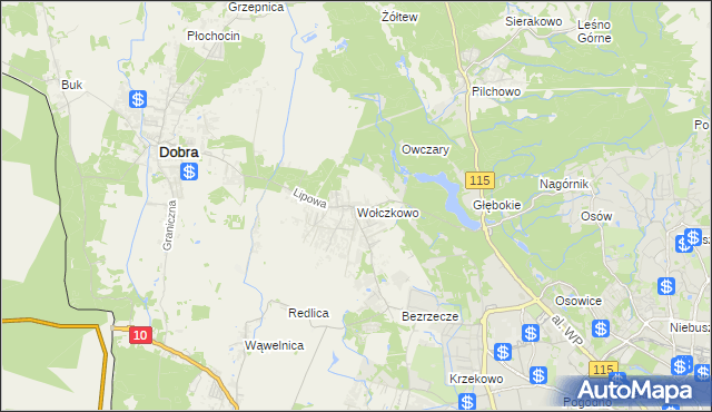 mapa Wołczkowo, Wołczkowo na mapie Targeo