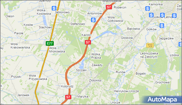 mapa Wólka Pracka, Wólka Pracka na mapie Targeo