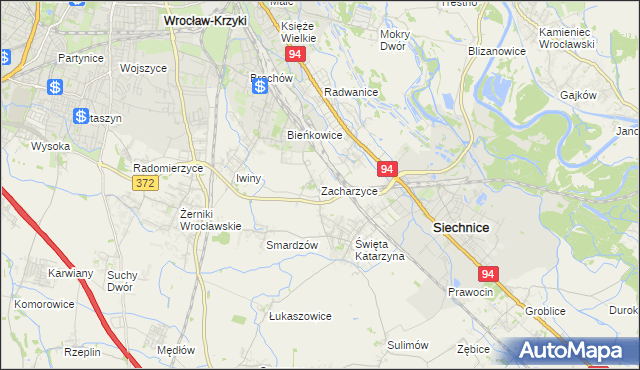 mapa Zacharzyce, Zacharzyce na mapie Targeo