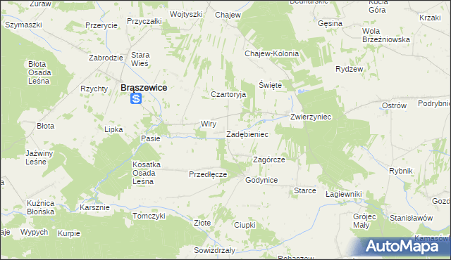 mapa Zadębieniec, Zadębieniec na mapie Targeo