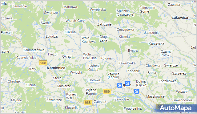 mapa Zagorzyn gmina Łącko, Zagorzyn gmina Łącko na mapie Targeo