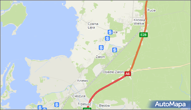 mapa Załom gmina Goleniów, Załom gmina Goleniów na mapie Targeo