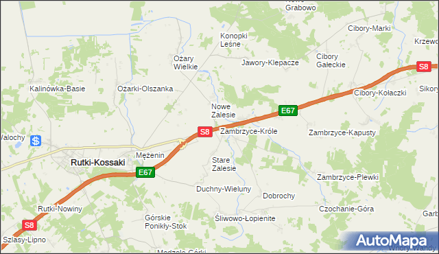 mapa Zambrzyce-Króle, Zambrzyce-Króle na mapie Targeo