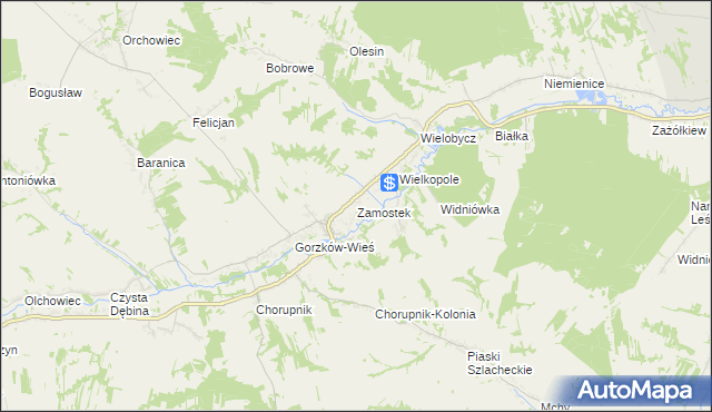mapa Zamostek gmina Gorzków, Zamostek gmina Gorzków na mapie Targeo