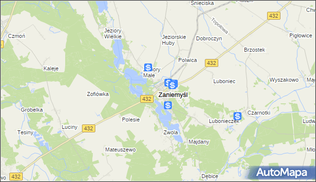 mapa Zaniemyśl, Zaniemyśl na mapie Targeo