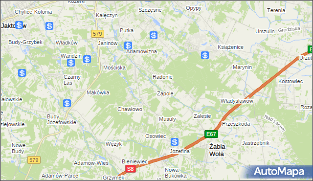 mapa Zapole gmina Grodzisk Mazowiecki, Zapole gmina Grodzisk Mazowiecki na mapie Targeo