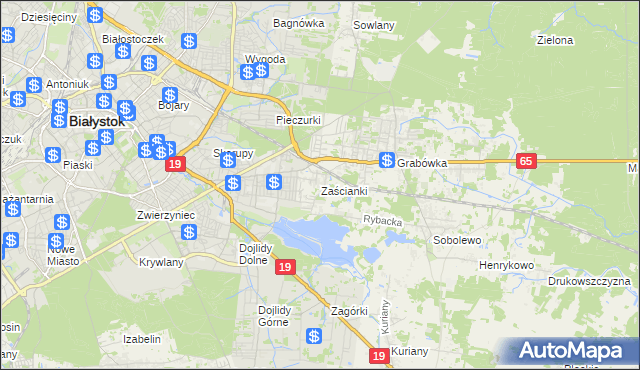 mapa Zaścianki gmina Supraśl, Zaścianki gmina Supraśl na mapie Targeo