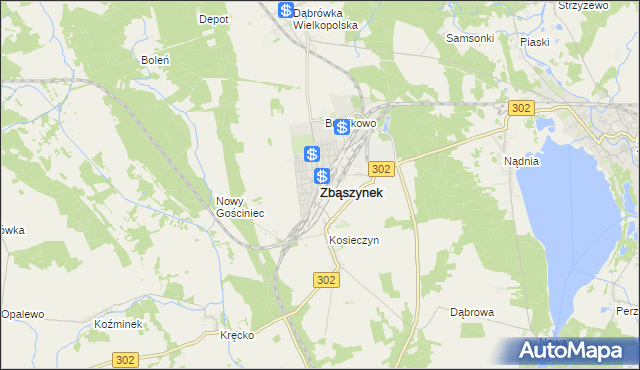 mapa Zbąszynek, Zbąszynek na mapie Targeo