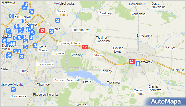 mapa Zduny gmina Opatówek, Zduny gmina Opatówek na mapie Targeo