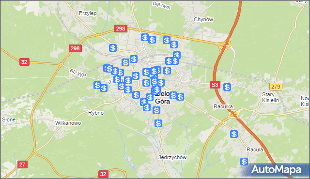 mapa Zielona Góra, Zielona Góra na mapie Targeo
