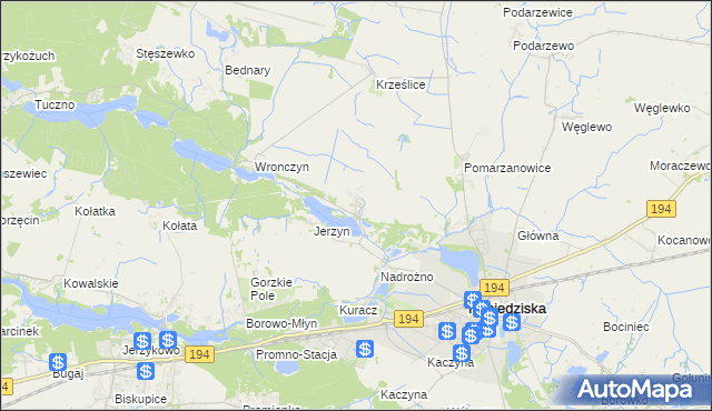 mapa Złotniczki gmina Pobiedziska, Złotniczki gmina Pobiedziska na mapie Targeo