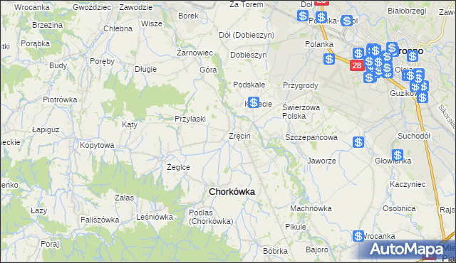 mapa Zręcin, Zręcin na mapie Targeo