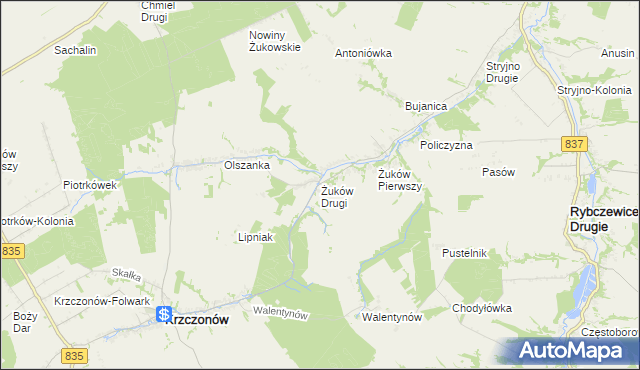 mapa Żuków Drugi, Żuków Drugi na mapie Targeo