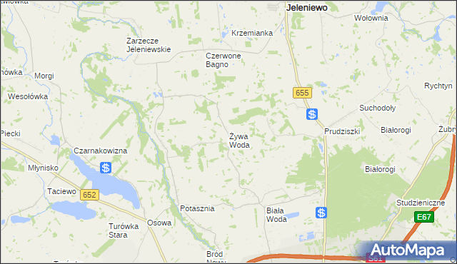 mapa Żywa Woda, Żywa Woda na mapie Targeo