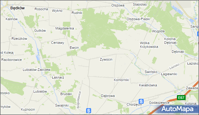 mapa Żywocin, Żywocin na mapie Targeo