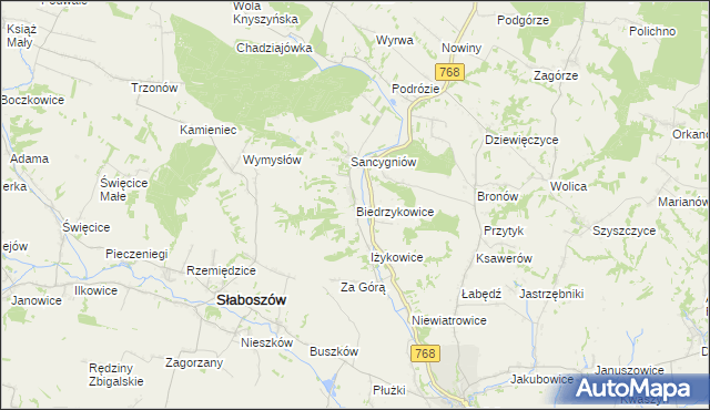 mapa Biedrzykowice, Biedrzykowice na mapie Targeo