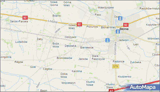 mapa Bieniewice, Bieniewice na mapie Targeo