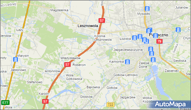 mapa Bobrowiec gmina Piaseczno, Bobrowiec gmina Piaseczno na mapie Targeo