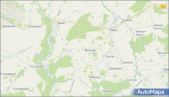 mapa Borkowo gmina Połczyn-Zdrój, Borkowo gmina Połczyn-Zdrój na mapie Targeo