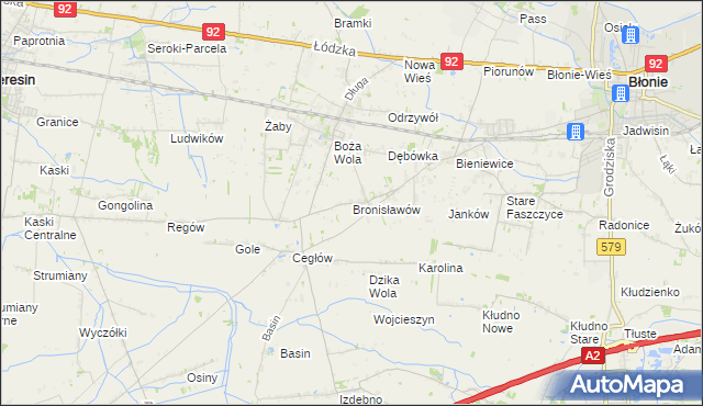 mapa Bronisławów gmina Baranów, Bronisławów gmina Baranów na mapie Targeo