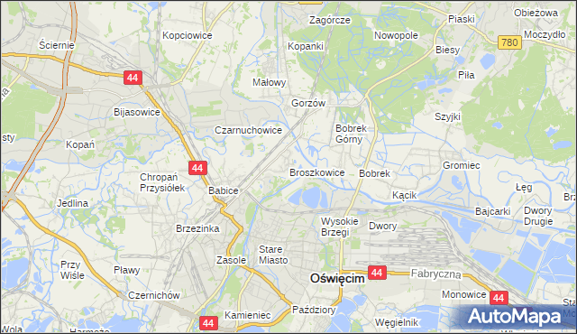 mapa Broszkowice, Broszkowice na mapie Targeo