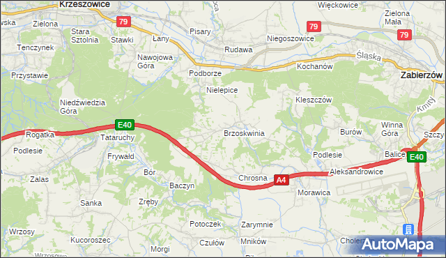 mapa Brzoskwinia, Brzoskwinia na mapie Targeo