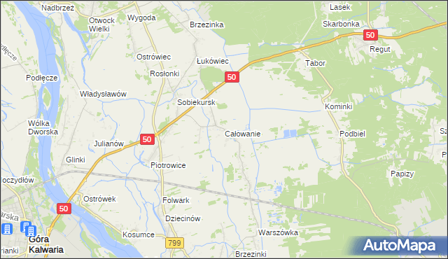 mapa Całowanie, Całowanie na mapie Targeo