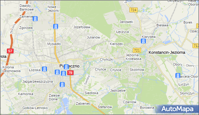 mapa Chyliczki gmina Piaseczno, Chyliczki gmina Piaseczno na mapie Targeo